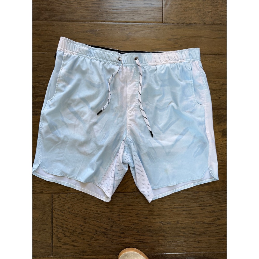 Flying Point Surf & Sport Light Blue and White Swim Shorts Size L